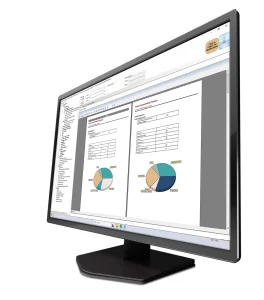A monitor displaying EndoVault®'s data tool for endoscopy reporting.