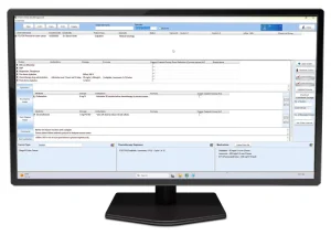 A monitor screen that displays the Chemotherapy Order Sets screen within EndoVault® Oncology.