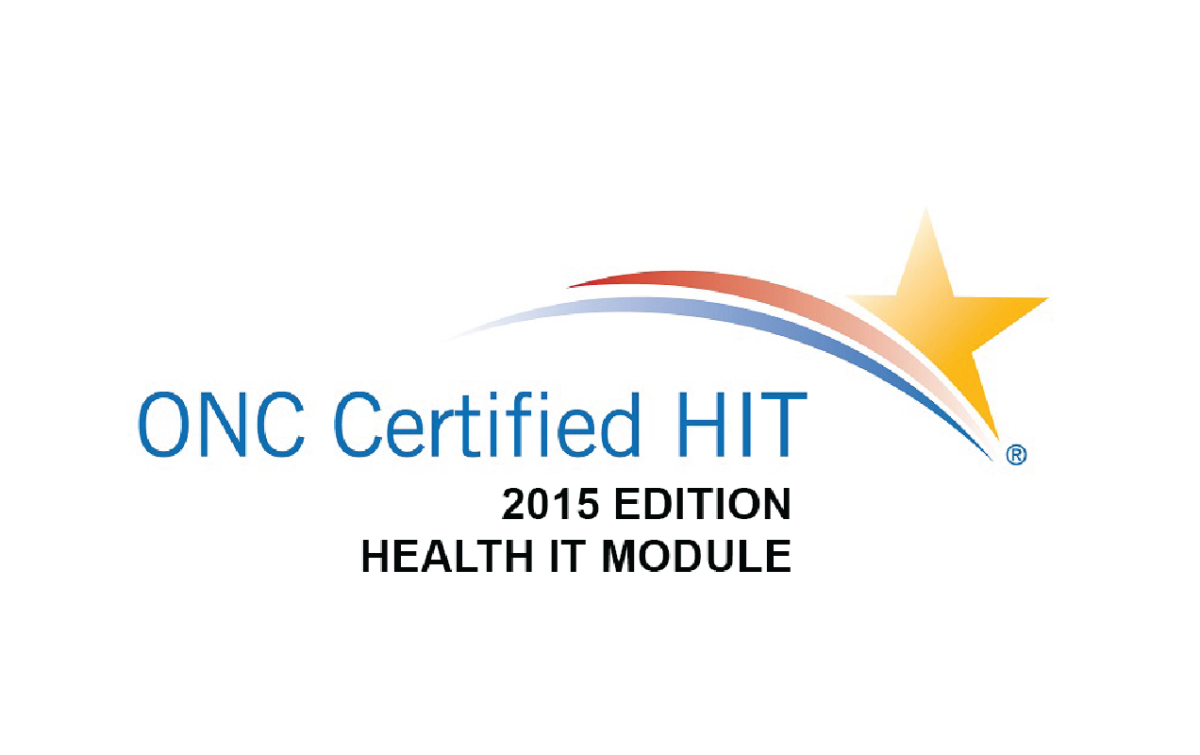 ONC Certified HIT 2015 Edition - Health IT Module badge with a star and color arcs.