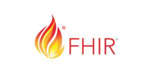EndoSoft medical reporting using the FHIR standard logo, a stylized flame in gradient colors.