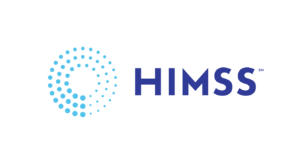 HIMSS logo with blue dotted circle and bold letters