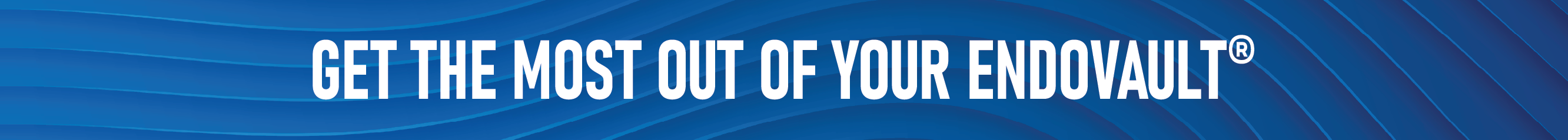 Blue graphic banner with layered lines and shadows with "get the most out of your endovault" overlaid