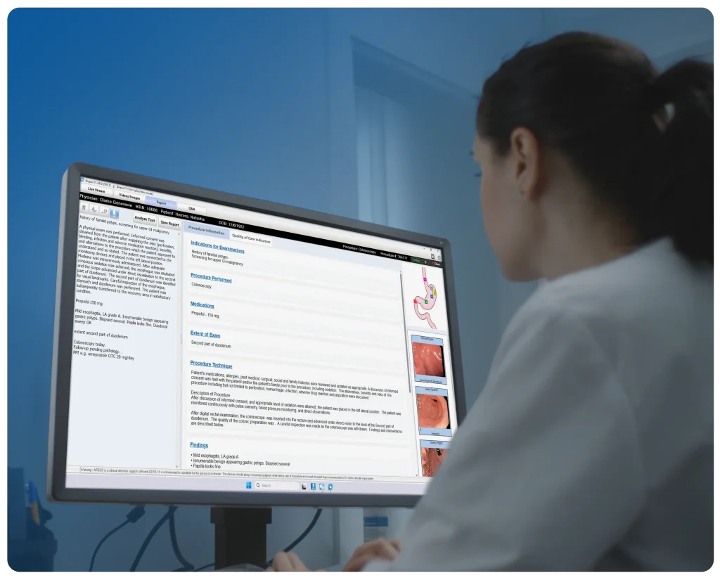 Argus AI for procedure documentation using natural language processing for endoscopy, gastroenterology.